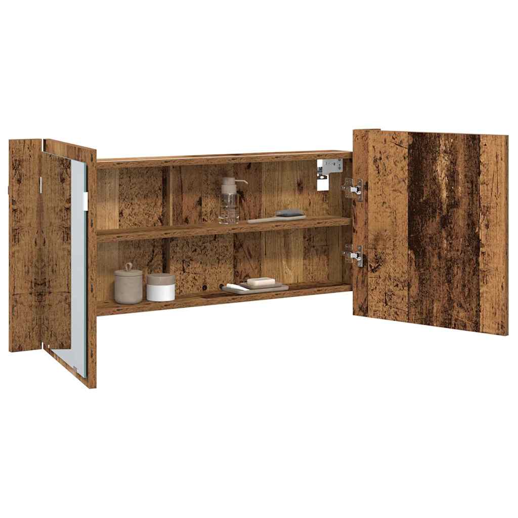 Led Zrcadlová Skříň Staré Dřevo 100 X 12 X 45 Cm