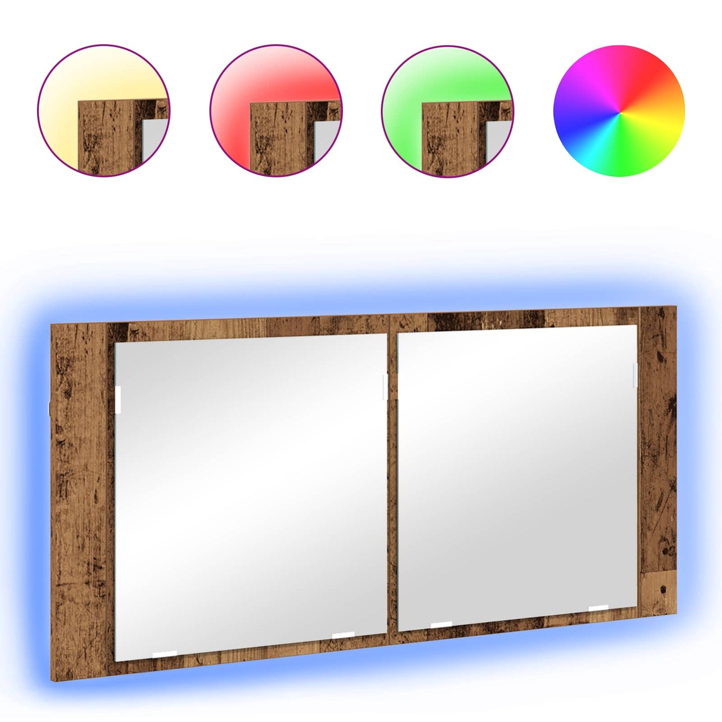 Led Zrcadlová Skříň Staré Dřevo 100 X 12 X 45 Cm