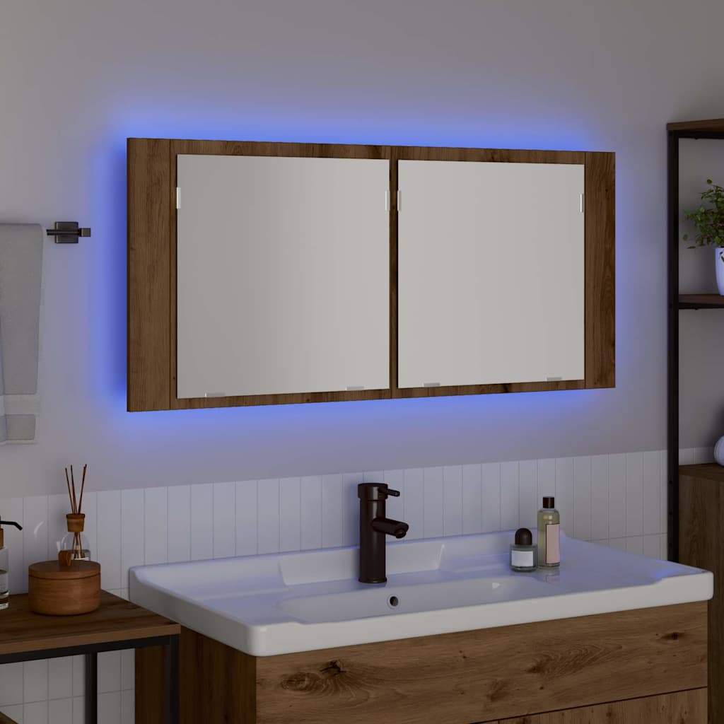 Led Zrcadlová Skříň Artisanový Dub 100 X 12 X 45 Cm
