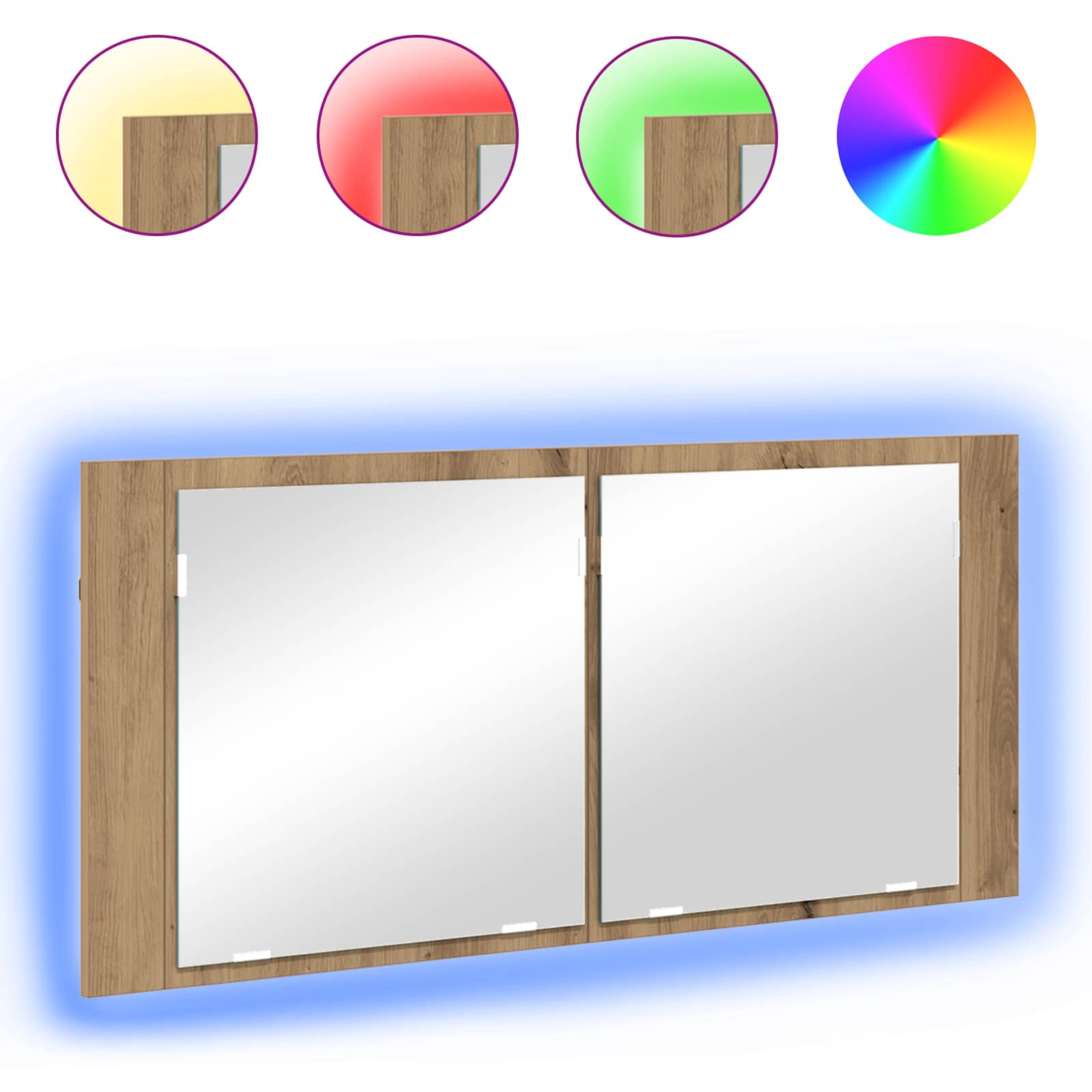 Led Zrcadlová Skříň Artisanový Dub 100 X 12 X 45 Cm