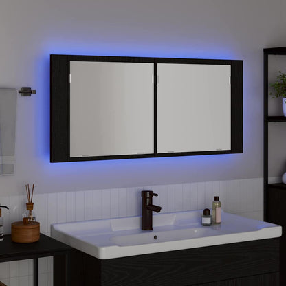 Led Zrcadlová Skříň Černý Dub 100 X 12 X 45 Cm Kompozitní Dřevo