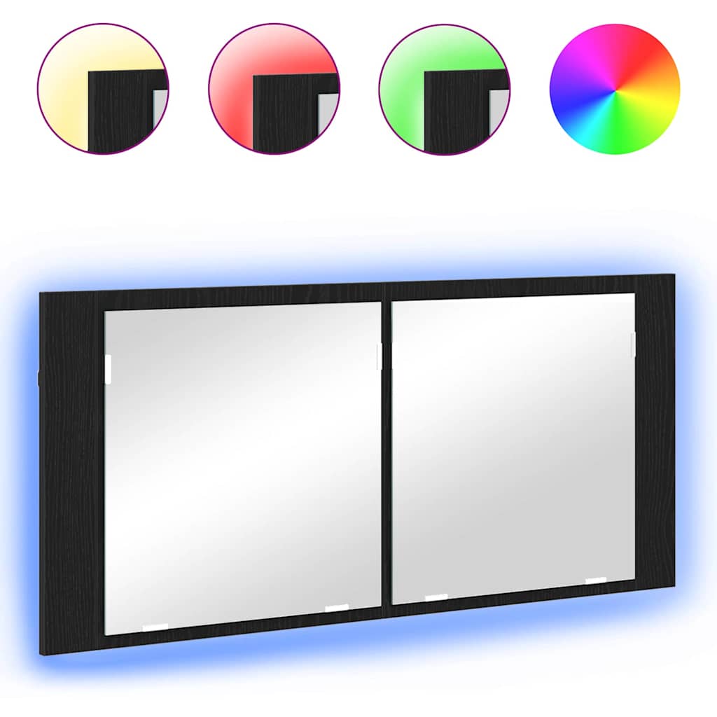 Led Zrcadlová Skříň Černý Dub 100 X 12 X 45 Cm Kompozitní Dřevo
