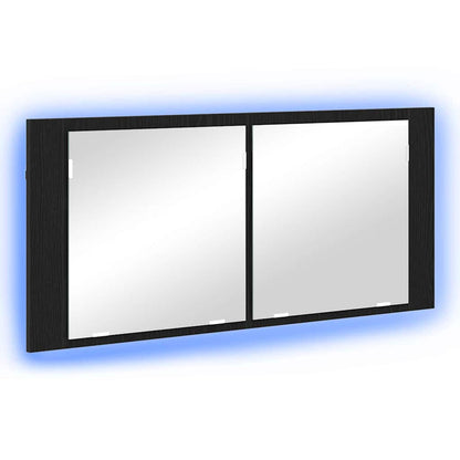 Led Zrcadlová Skříň Černý Dub 100 X 12 X 45 Cm Kompozitní Dřevo