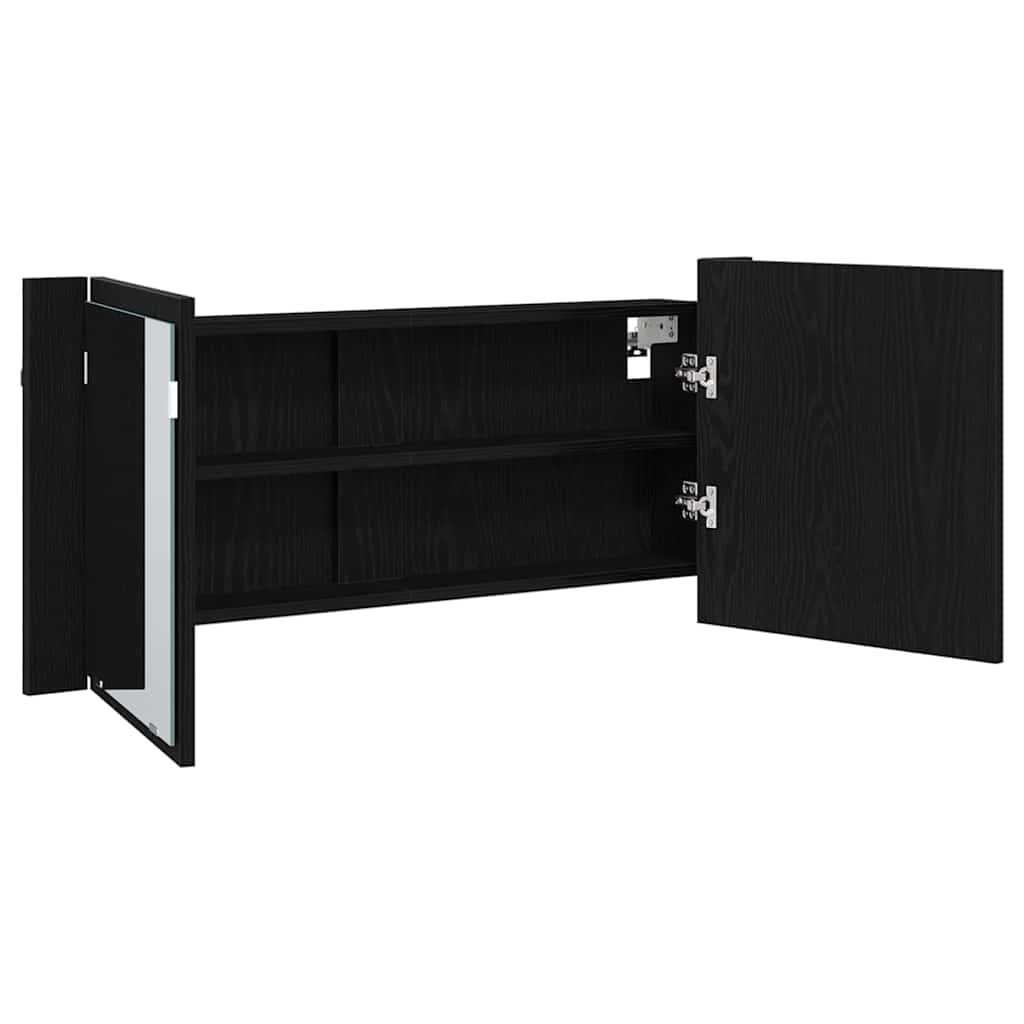 Led Zrcadlová Skříň Černý Dub 100 X 12 X 45 Cm Kompozitní Dřevo