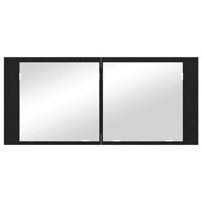 Led Zrcadlová Skříň Černý Dub 100 X 12 X 45 Cm Kompozitní Dřevo