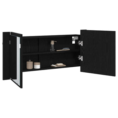 Led Zrcadlová Skříň Černý Dub 100 X 12 X 45 Cm Kompozitní Dřevo
