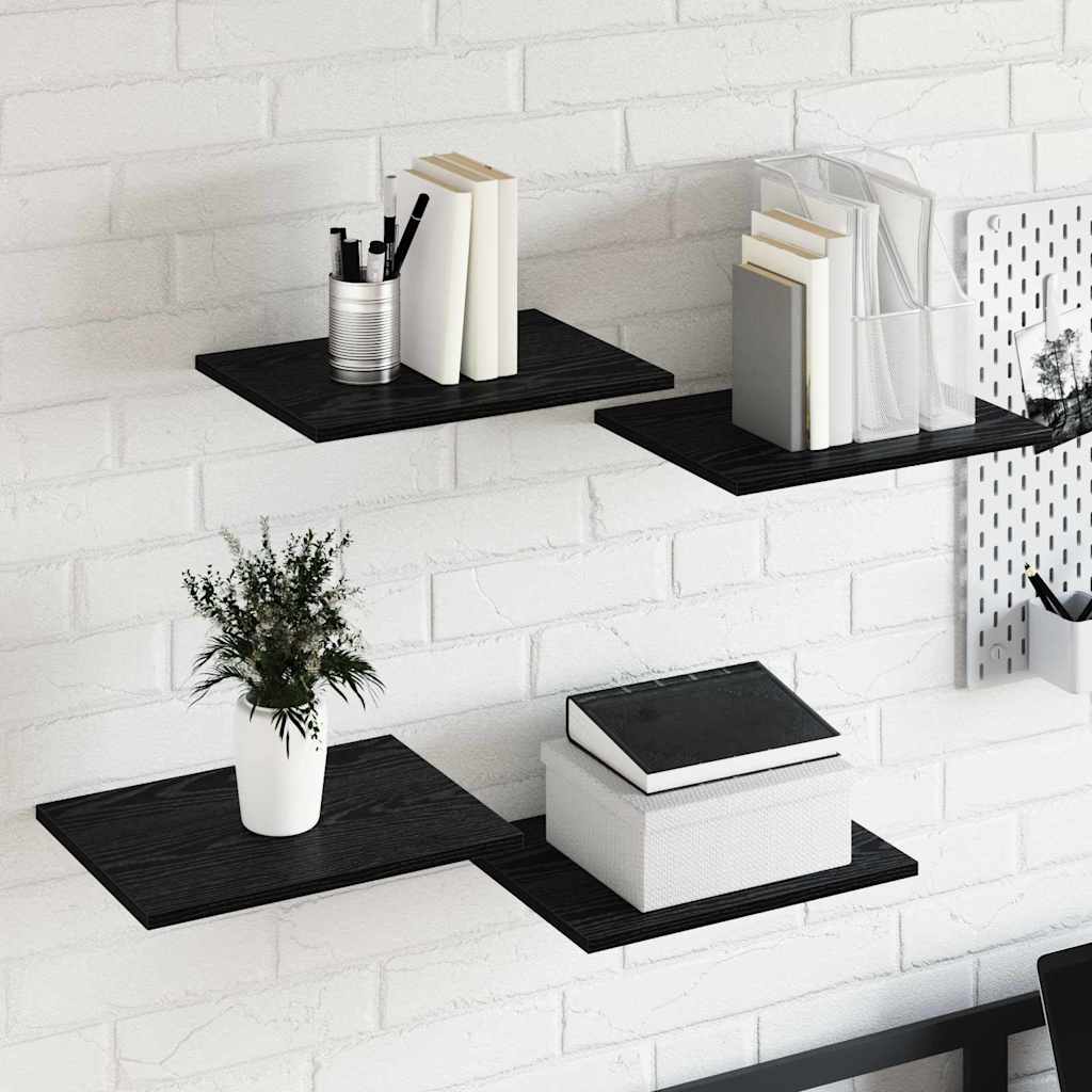 Police Na Knihy 3 Úrovní 4 Pcs 40 X 30 X 1,5 Cm Černý