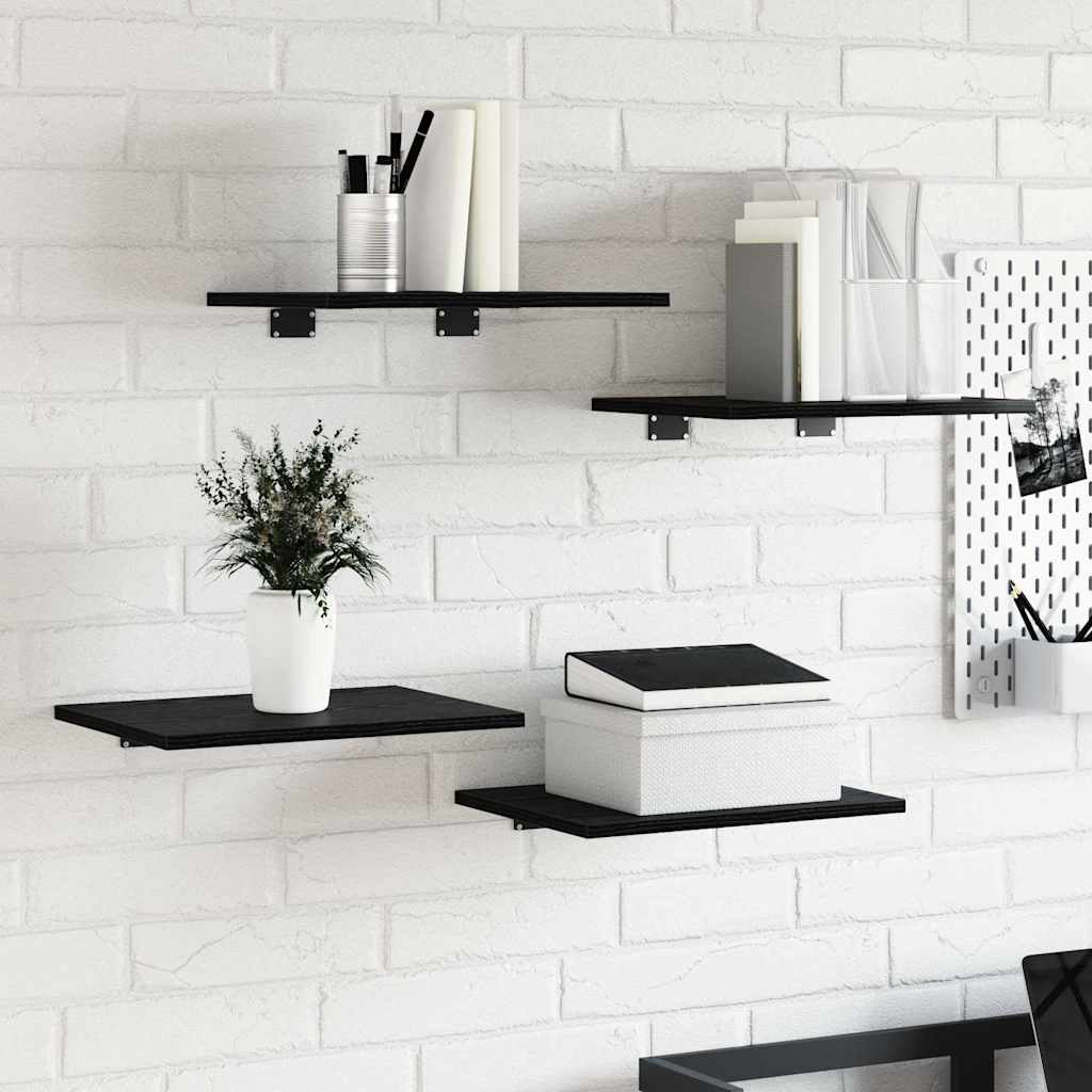 Police Na Knihy 3 Úrovní 4 Pcs 40 X 30 X 1,5 Cm Černý