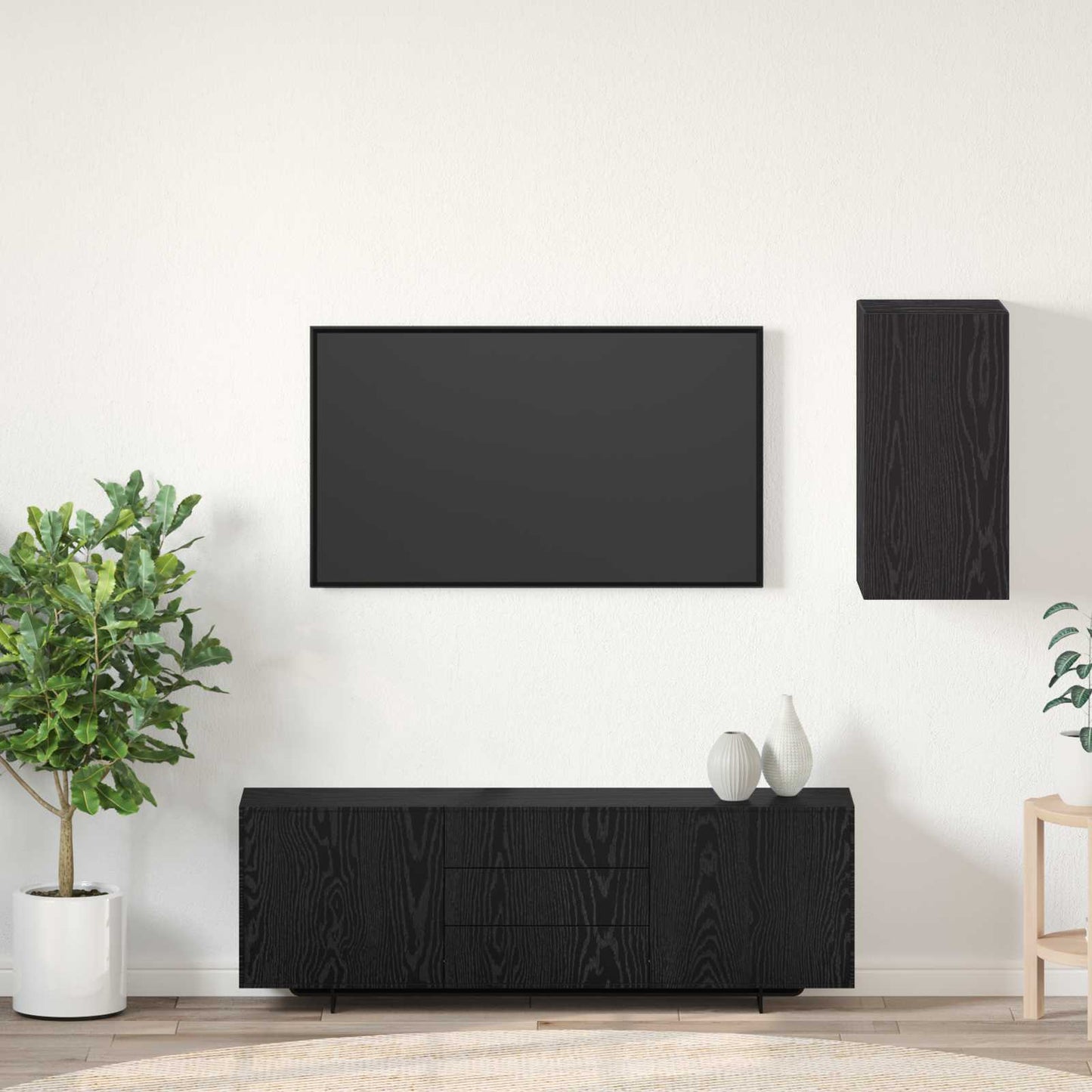 Nástěnná Skříň Na Tv 30,5 X 30 X 60 Cm Černý Dub