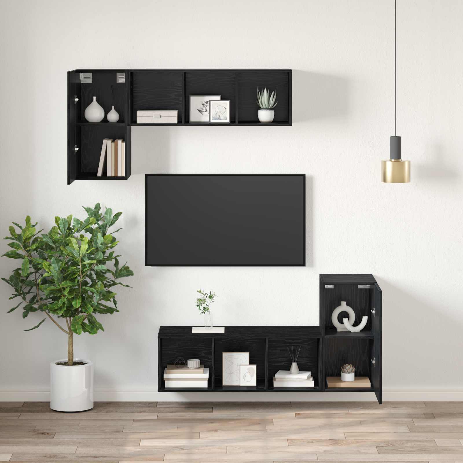 Nástěnná Skříň Na Tv 30,5 X 30 X 60 Cm Černý Dub