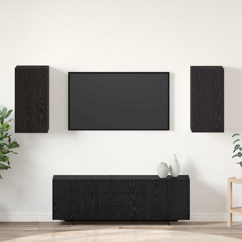 Nástěnná Skříň Na Tv 2 Pcs Černý Dub Kompozitní Dřevo