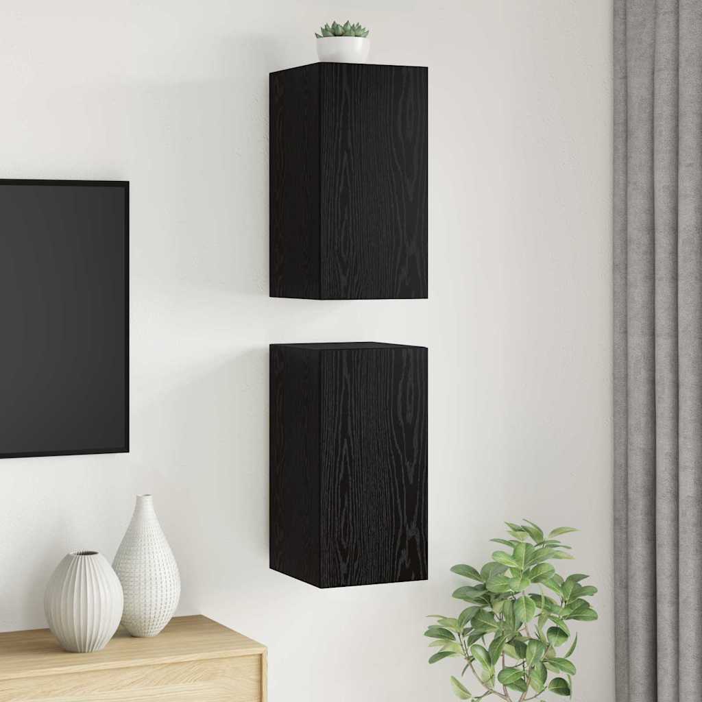 Nástěnná Skříň Na Tv 2 Pcs Černý Dub Kompozitní Dřevo