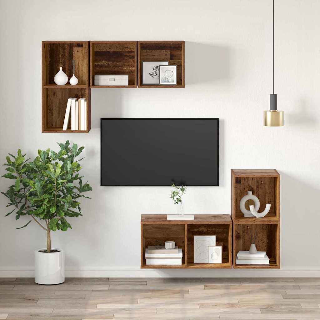 Sestava Tv Skříněk 37 X 37 X 72 Cm Staré Dřevo Kompozitní Dřevo
