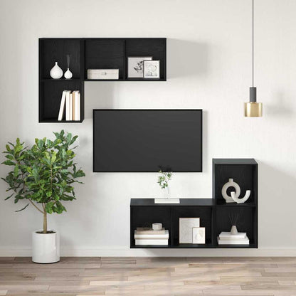Sestava Tv Skříněk 37 X 37 X 72 Cm Černý Dub Kompozitní Dřevo