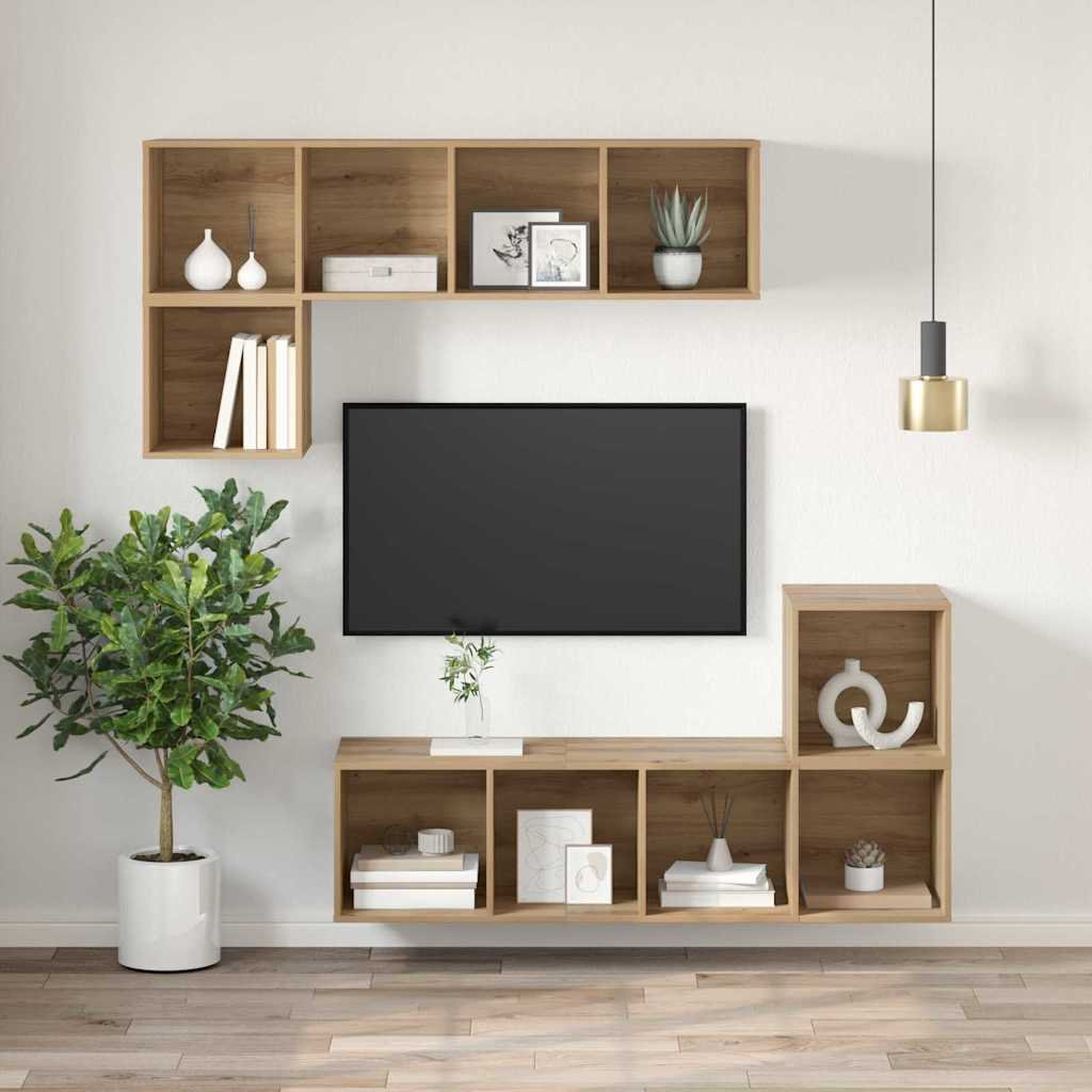 Sestava Tv Skříněk 37 X 37 X 107 Cm Artisanový Dub