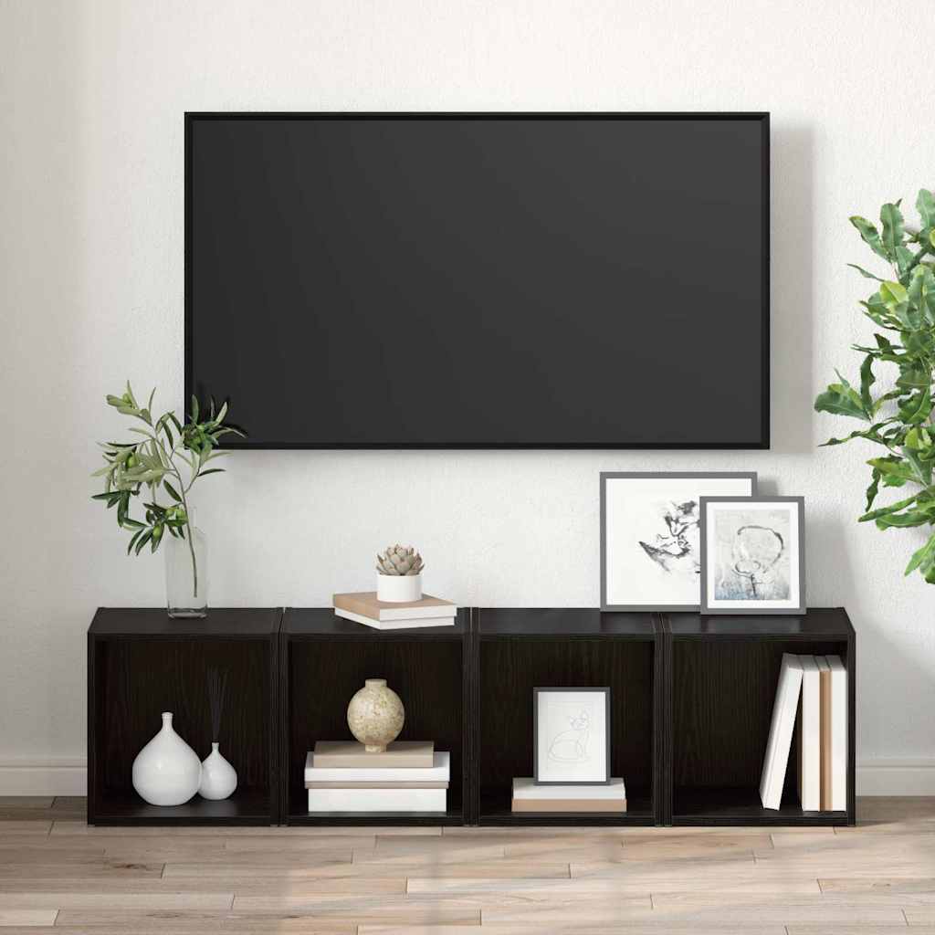 Sestava Tv Skříněk 4 Pcs Černá Kompozitní Dřevo
