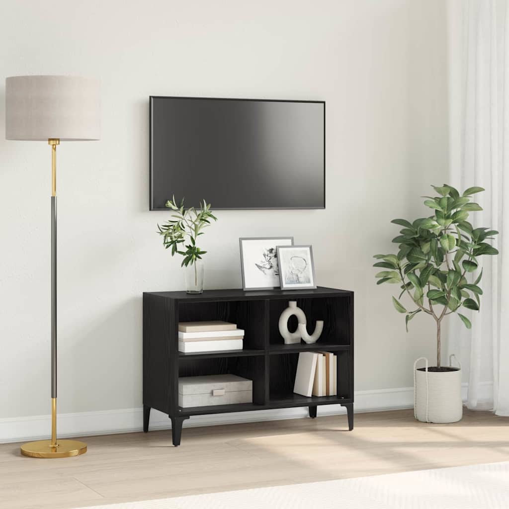 Sestava Tv Skříněk Nástěnný Černý Dřevěný Materiál