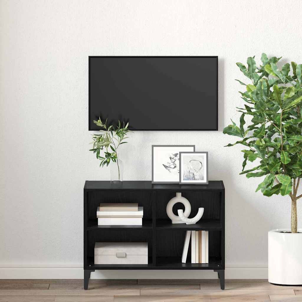 Sestava Tv Skříněk Nástěnný Černý Dřevěný Materiál