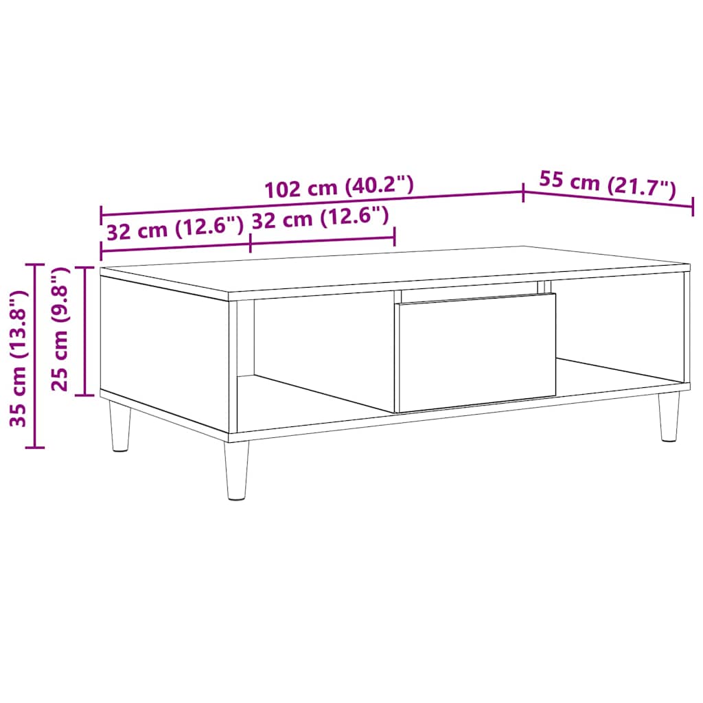 Konferenční Stolek Staré Dřevo 102 X 55 X 35 Cm