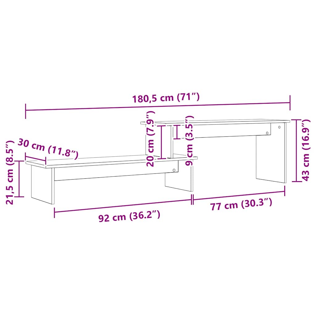 Sestava Tv Skříněk 180,5 X 30 X 43 Cm Staré Dřevo