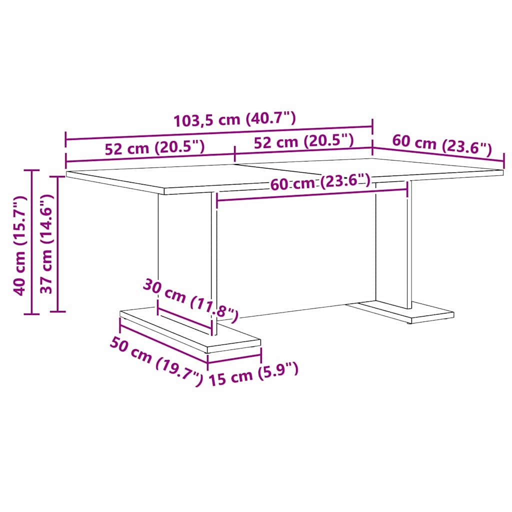 Konferenční Stolek Staré Dřevo 103,5 X 60 X 40 Cm