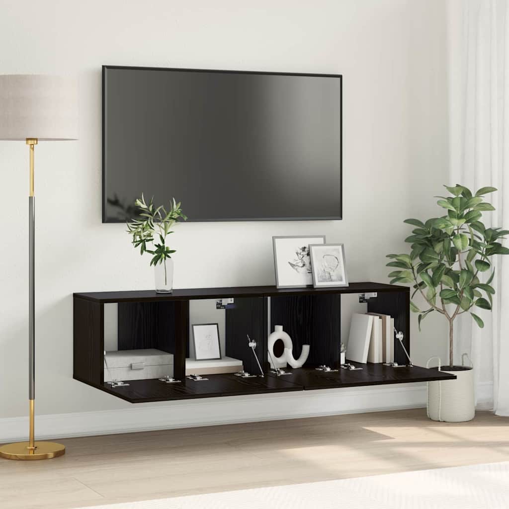 Sestava Tv Skříněk 2 Pcs Černá Kompozitní Dřevo