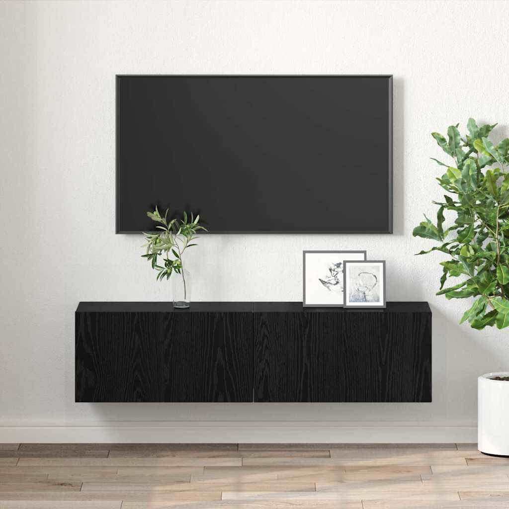 Sestava Tv Skříněk 2 Pcs Černá Kompozitní Dřevo