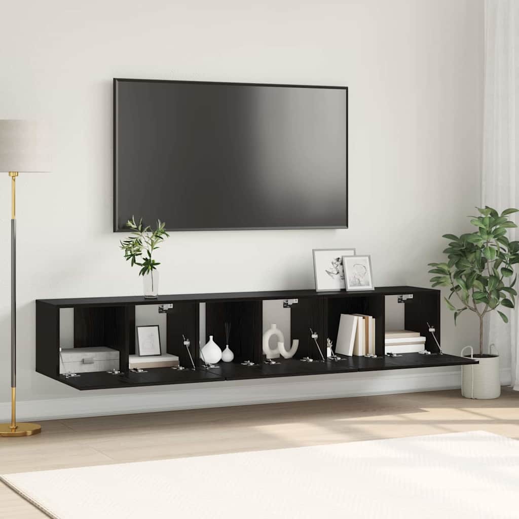 Sestava Tv Skříněk 3 Pcs Černá Kompozitní Dřevo