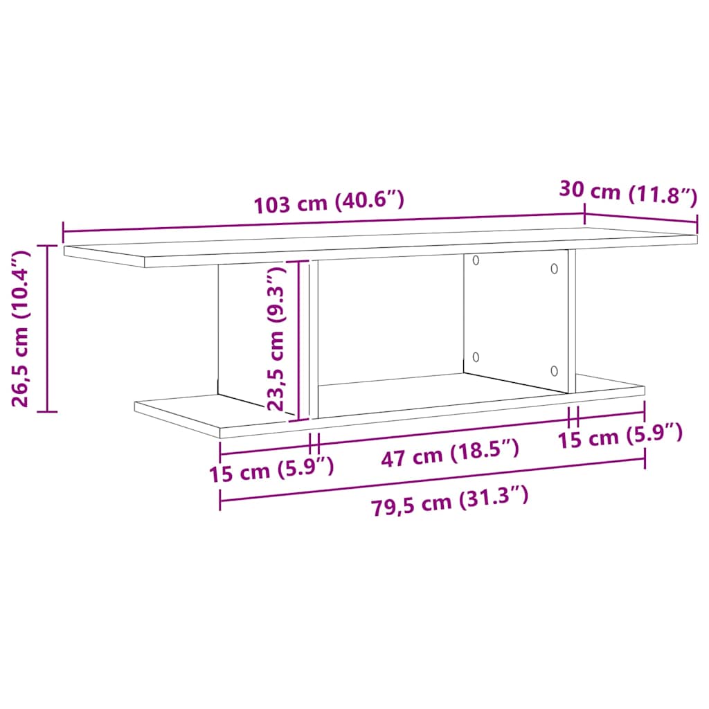 Sestava Tv Skříněk 103 X 30 X 26,5 Cm Hnědá Kompozitní Dřevo