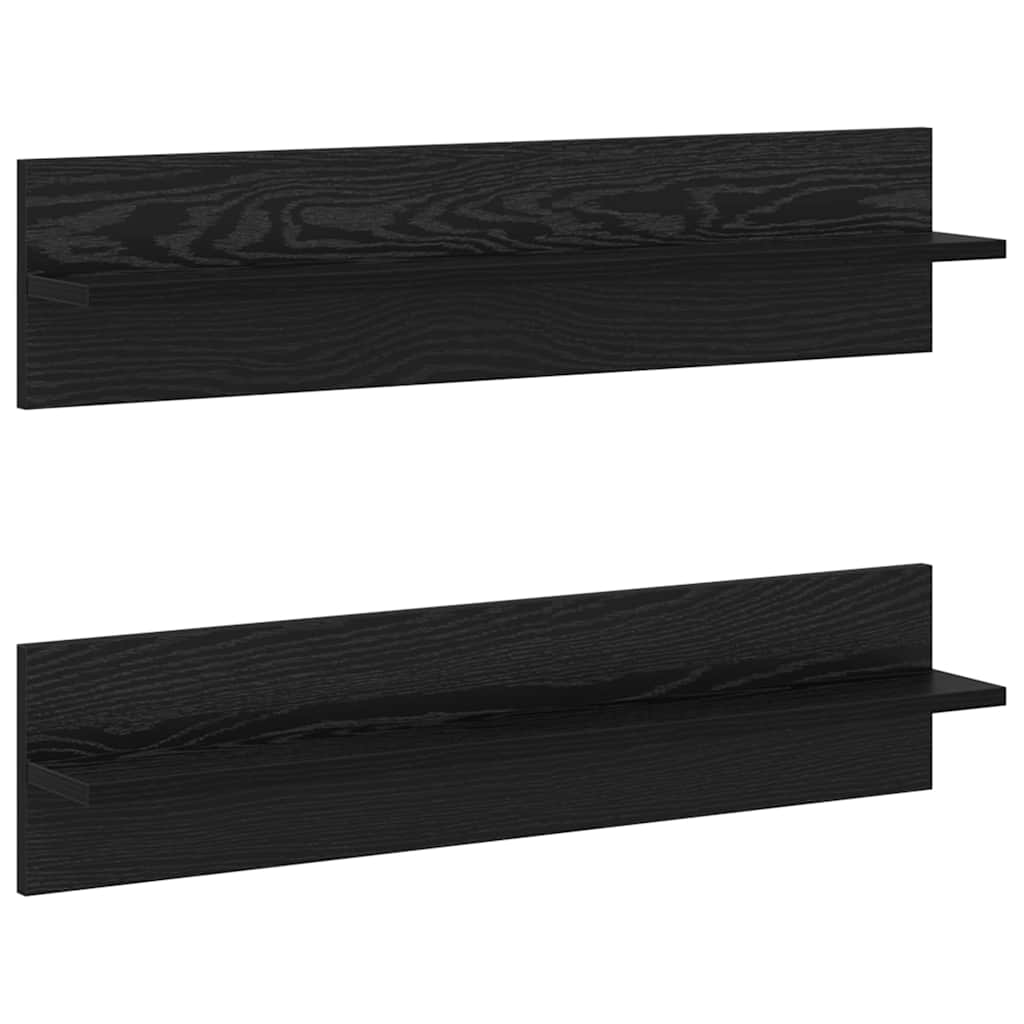 Nástěnná Polička Nástěnná Montáž 2 Pcs Černý Dub