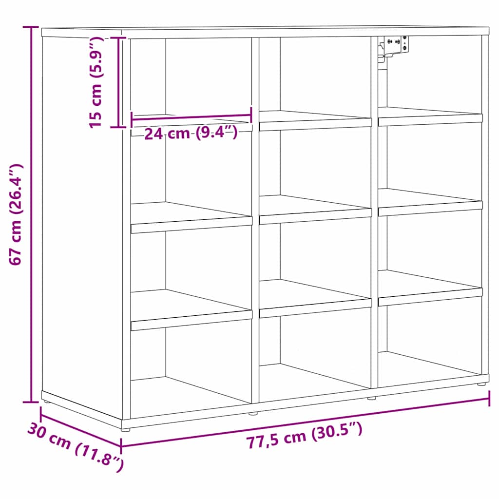 Skříň Na Obuv 77,5 X 30 X 67 Cm Kompozitní Dřevo Artisanový Dub