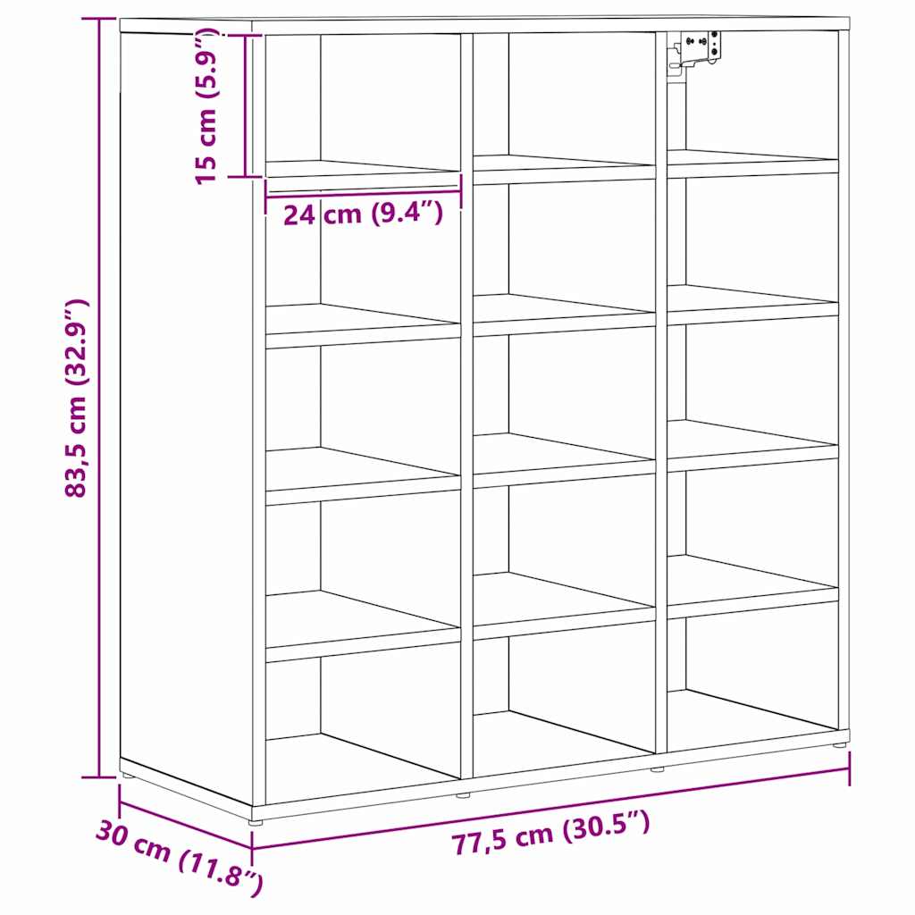 Skříň Na Obuv 77,5 X 30 X 83,5 Cm Kompozitní Dřevo Černý Dub