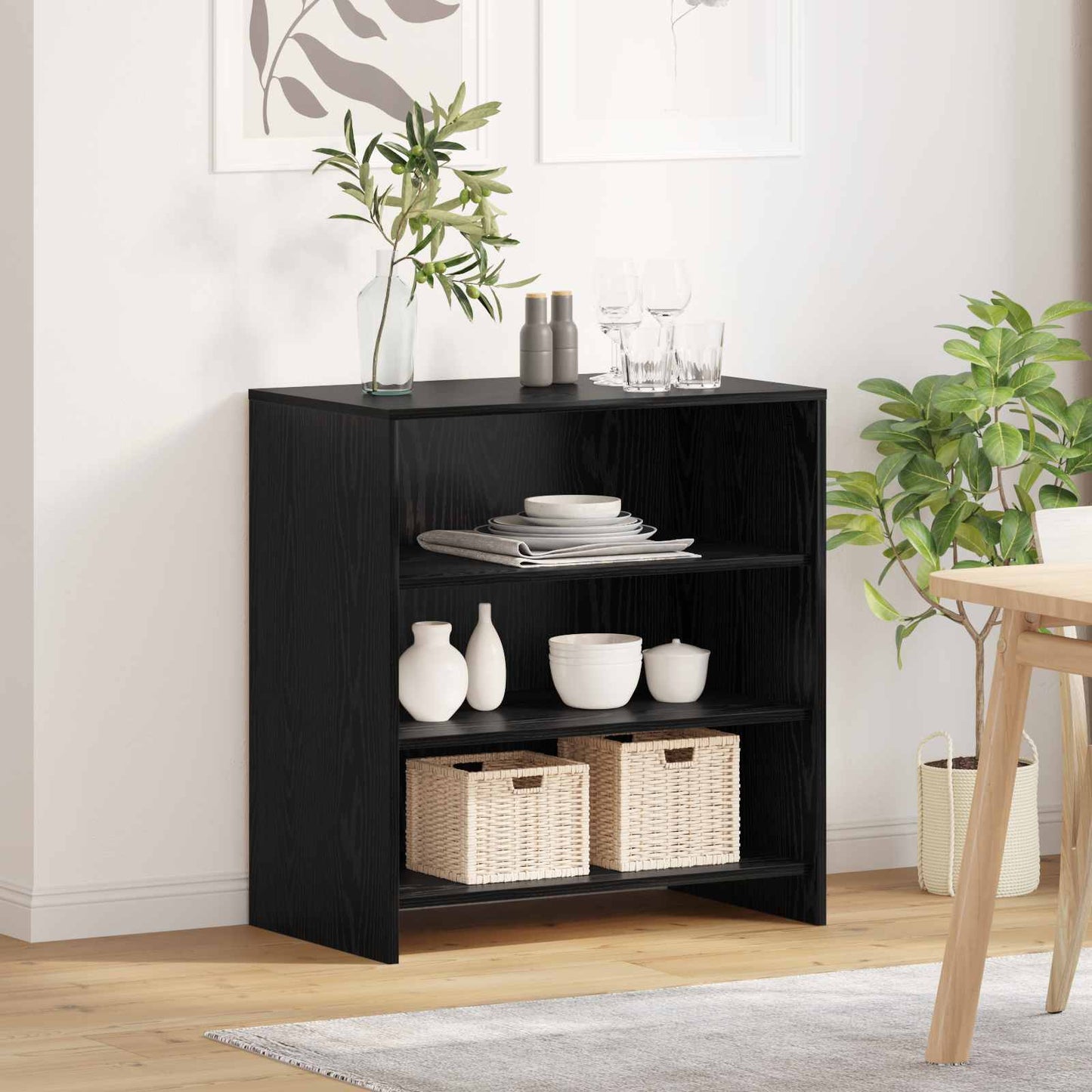 Servírovací Skříň Černá 70 X 41 X 75 Cm Kompozitní Dřevo