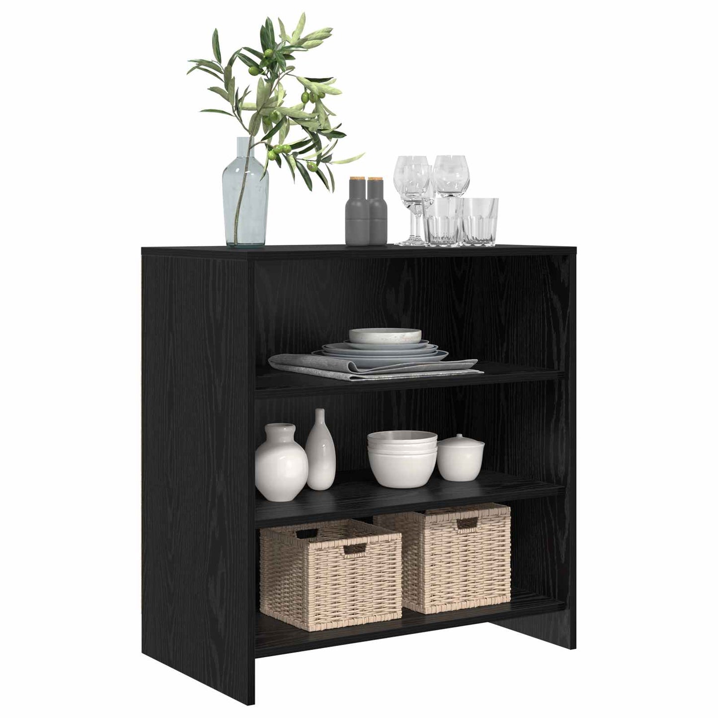 Servírovací Skříň Černá 70 X 41 X 75 Cm Kompozitní Dřevo