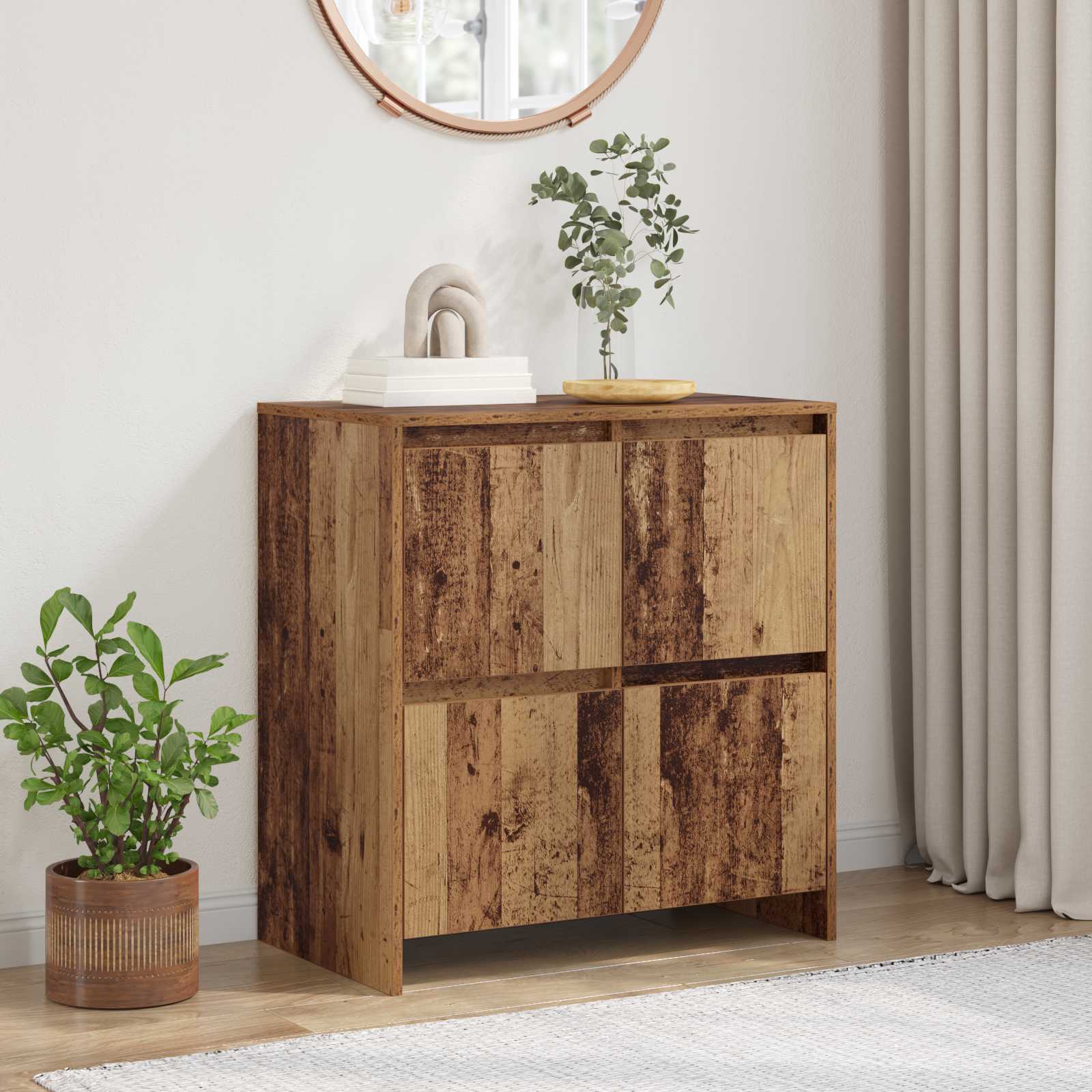 Servírovací Skříň Staré Dřevo 70 X 41 X 75 Cm Kompozitní Dřevo