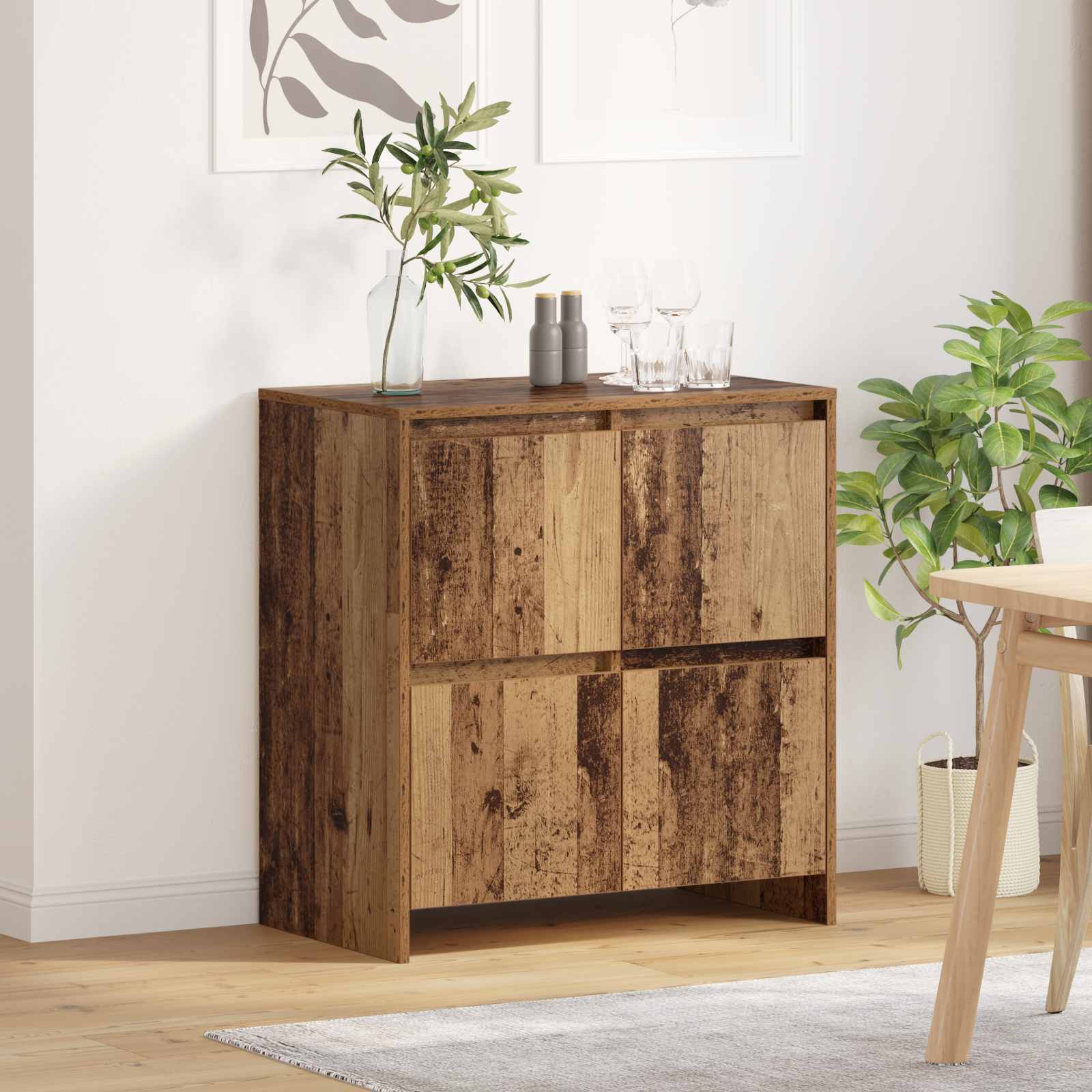 Servírovací Skříň Staré Dřevo 70 X 41 X 75 Cm Kompozitní Dřevo