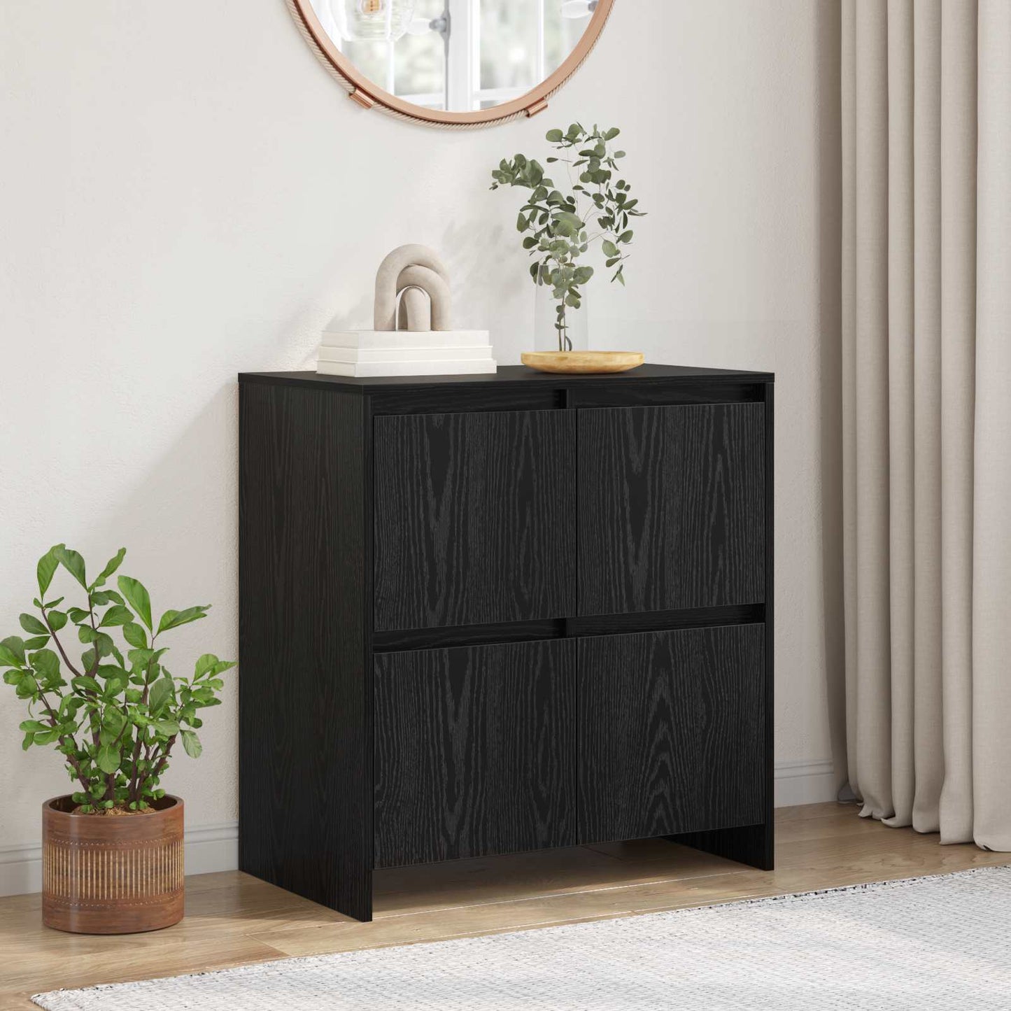 Servírovací Skříň Černý Dub 70 X 41 X 75 Cm Kompozitní Dřevo