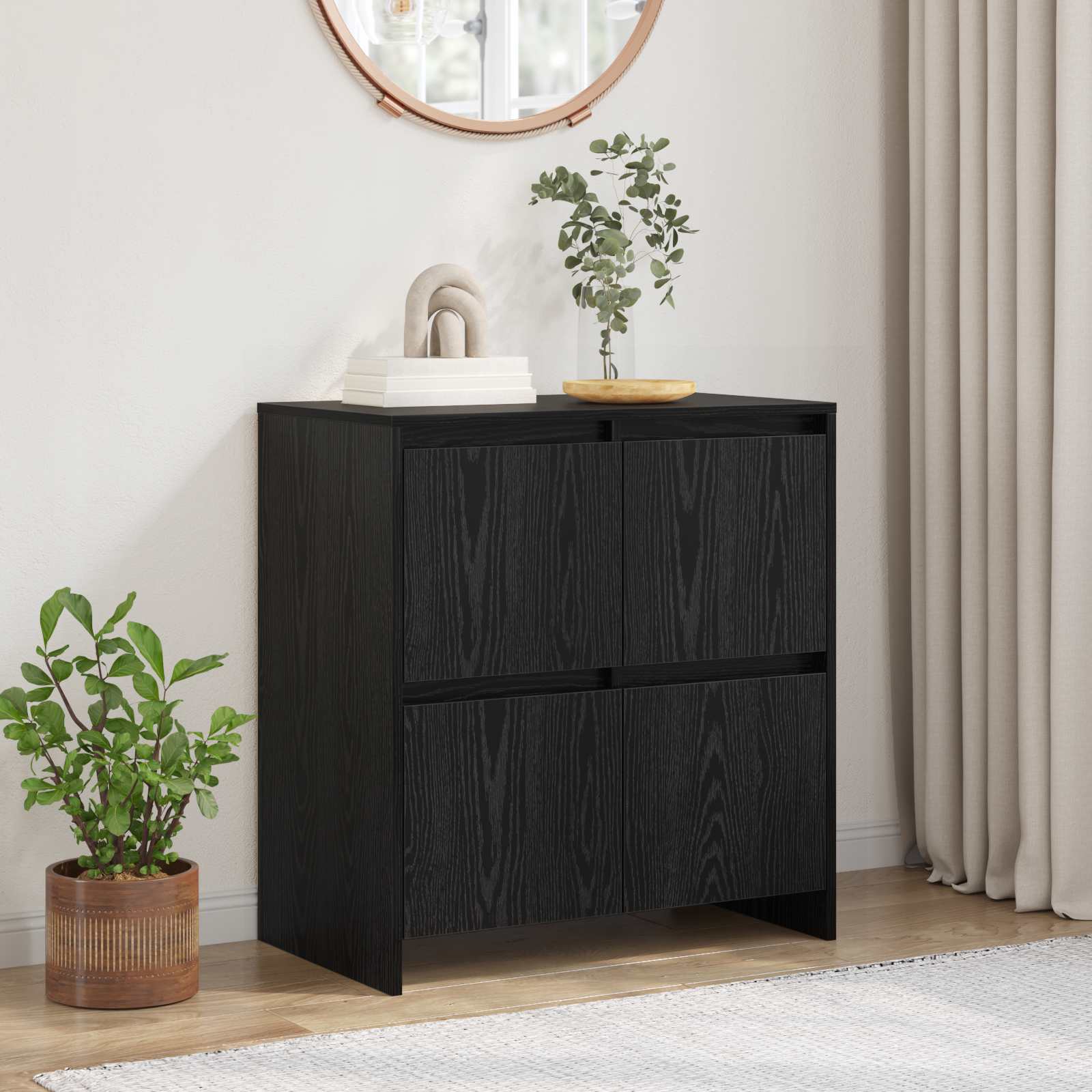 Servírovací Skříň Černý Dub 70 X 41 X 75 Cm Kompozitní Dřevo