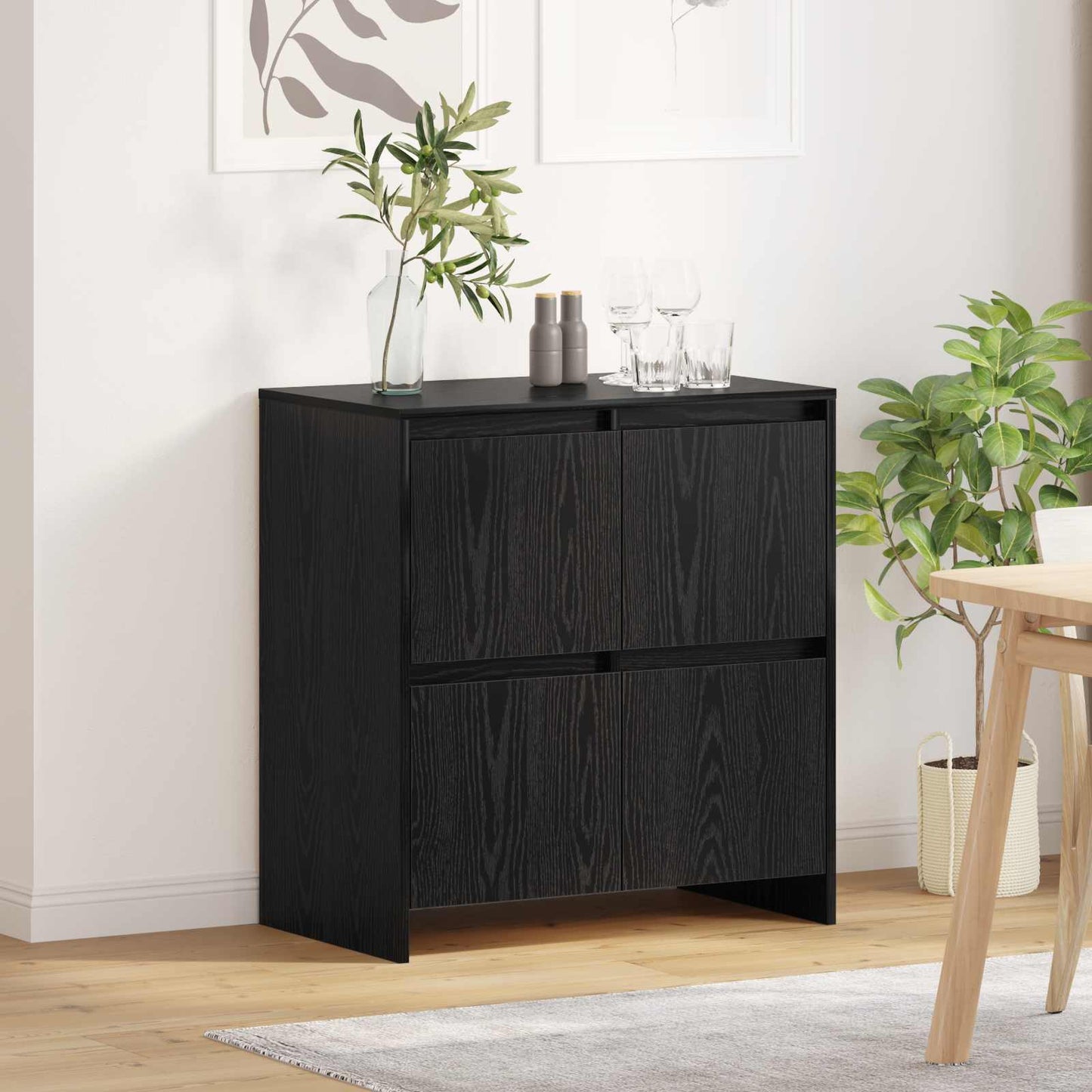 Servírovací Skříň Černý Dub 70 X 41 X 75 Cm Kompozitní Dřevo