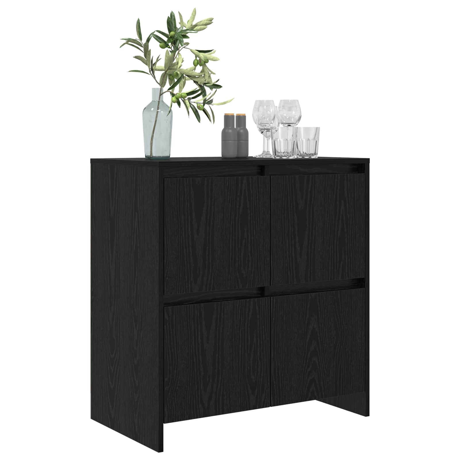 Servírovací Skříň Černý Dub 70 X 41 X 75 Cm Kompozitní Dřevo