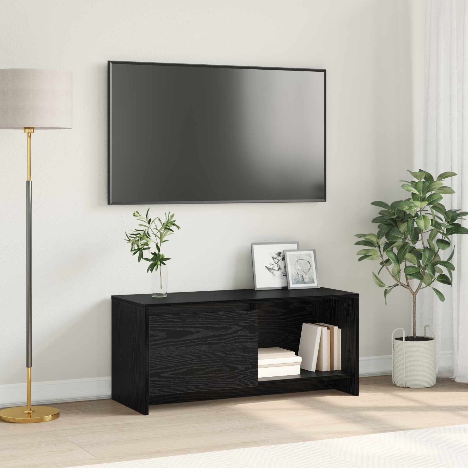 Sestava Tv Skříněk 90 X 35 X 40 Cm Černý Dub Kompozitní Dřevo