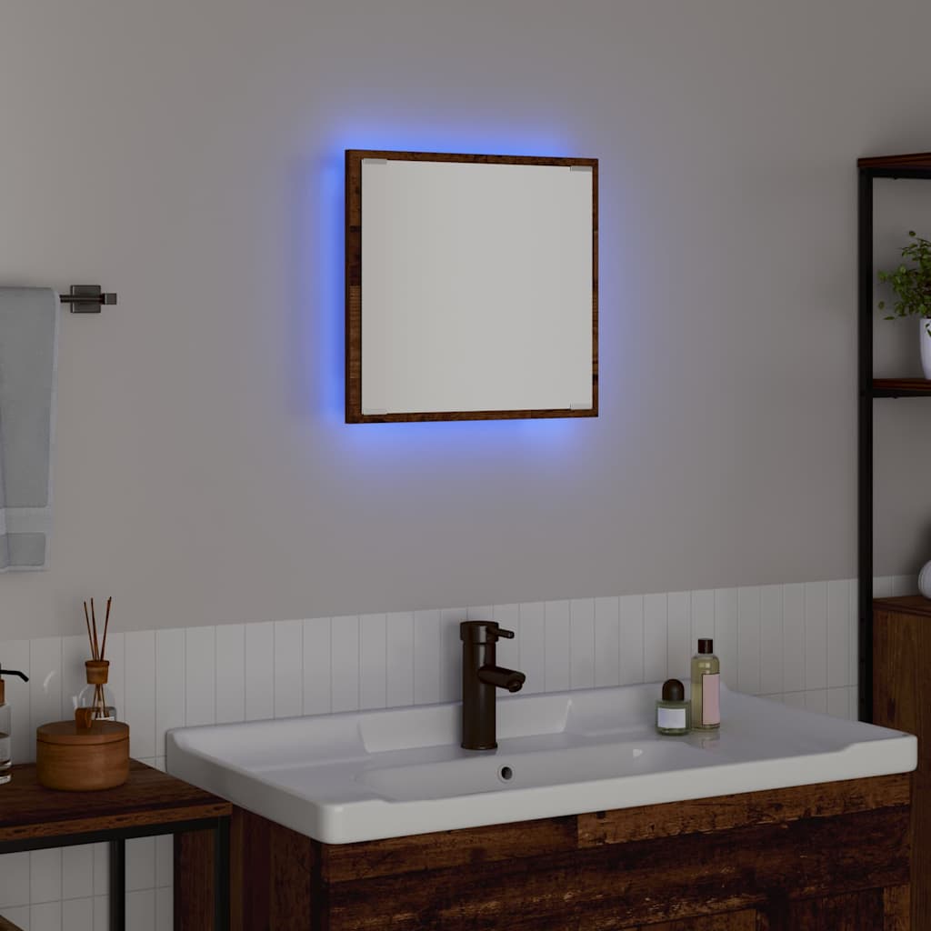 Led Koupelnové Zrcadlo Staré Dřevo 40 X 37 X 8.5 Cm
