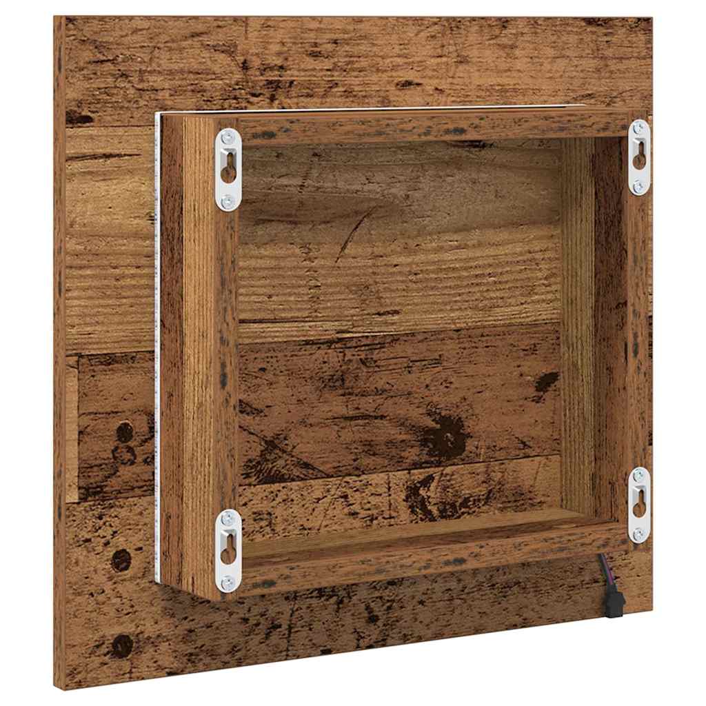 Led Koupelnové Zrcadlo Staré Dřevo 40 X 37 X 8.5 Cm