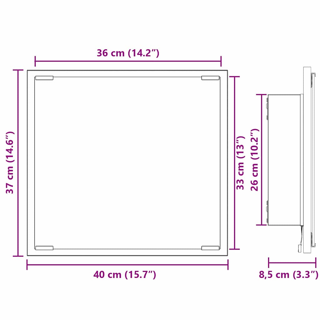 Led Koupelnové Zrcadlo Staré Dřevo 40 X 37 X 8.5 Cm