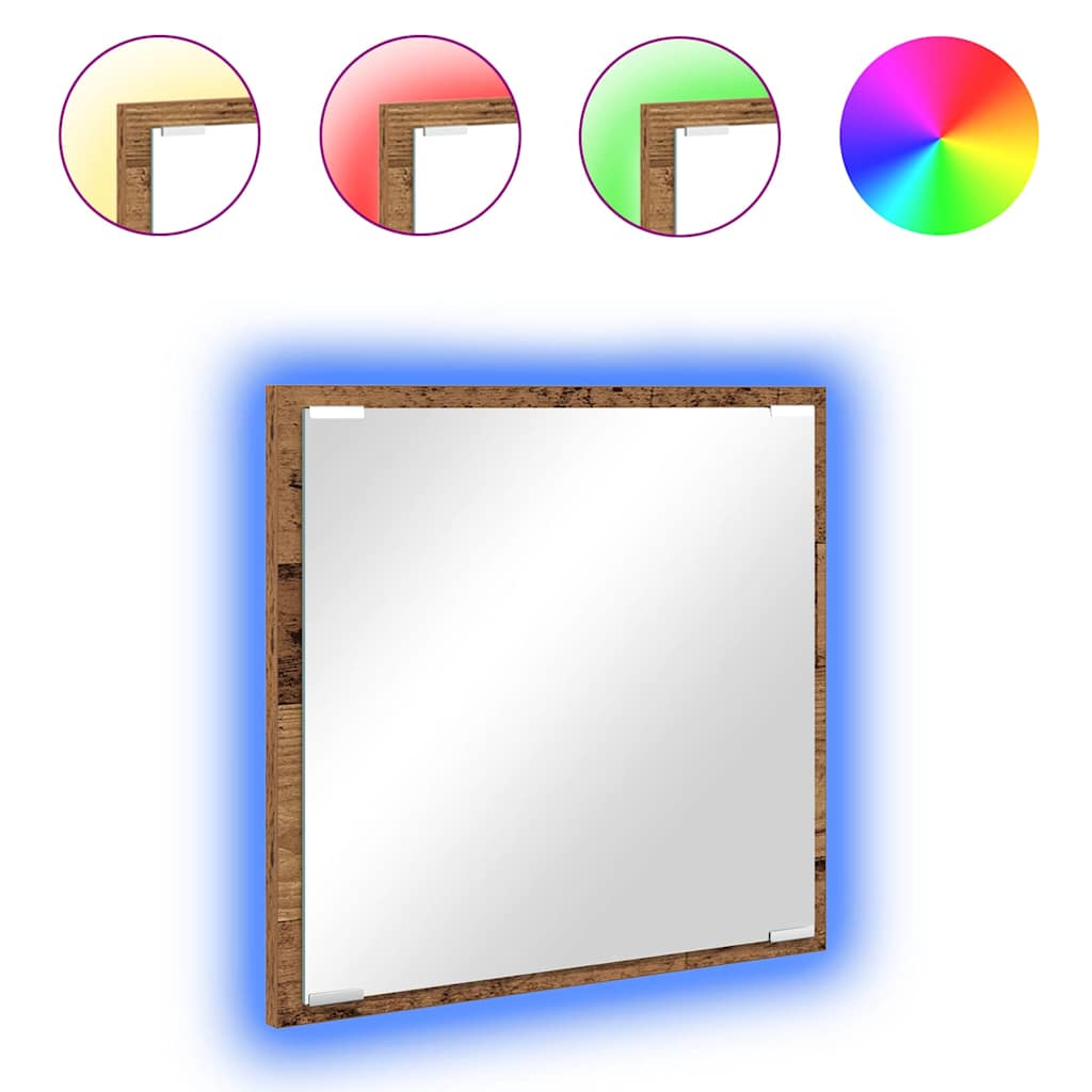 Led Koupelnové Zrcadlo Staré Dřevo 40 X 37 X 8.5 Cm