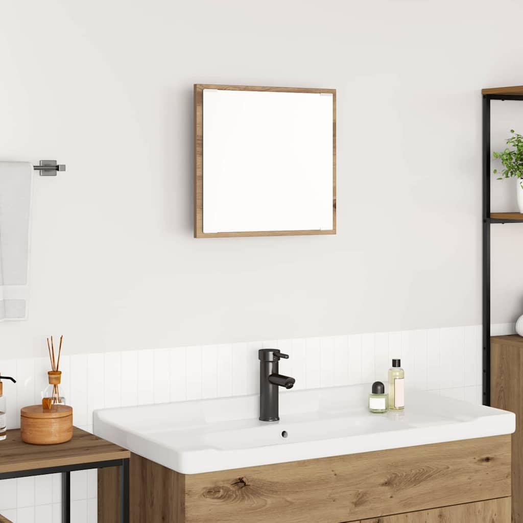 Led Koupelnové Zrcadlo Artisanový Dub 40 X 37 X 8.5 Cm