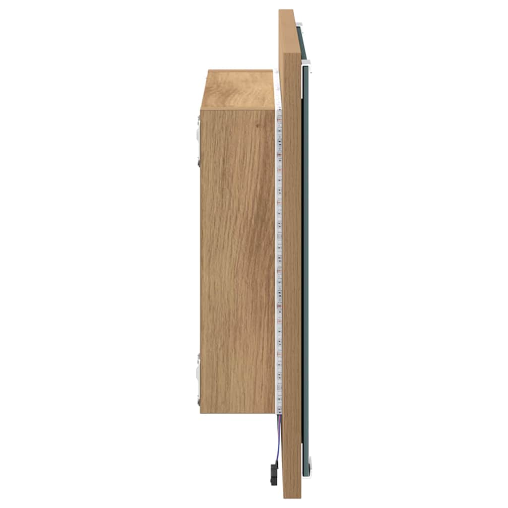 Led Koupelnové Zrcadlo Artisanový Dub 40 X 37 X 8.5 Cm