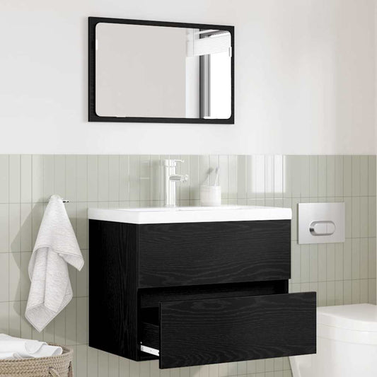 Sada Koupelnového Nábytku 2 Pcs Černý Dub Skládané Dřevo A Kov
