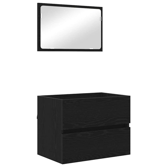Sada Koupelnového Nábytku 2 Pcs Černý Dub Skládané Dřevo A Kov