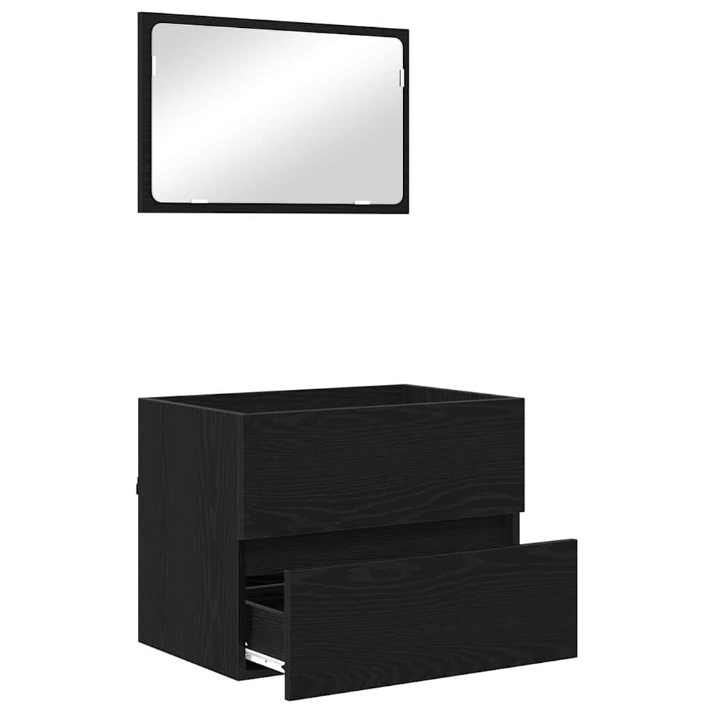 Sada Koupelnového Nábytku 2 Pcs Černý Dub Skládané Dřevo A Kov